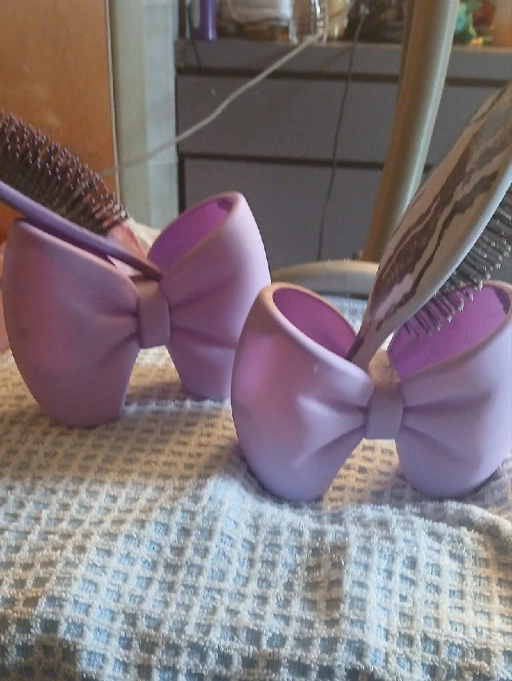 Lavender Bow Hair Brush Holders - Pair